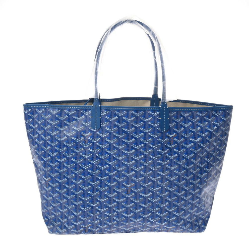 GOYARD Saint Louis Herringbone Blue Leather Tote Bag